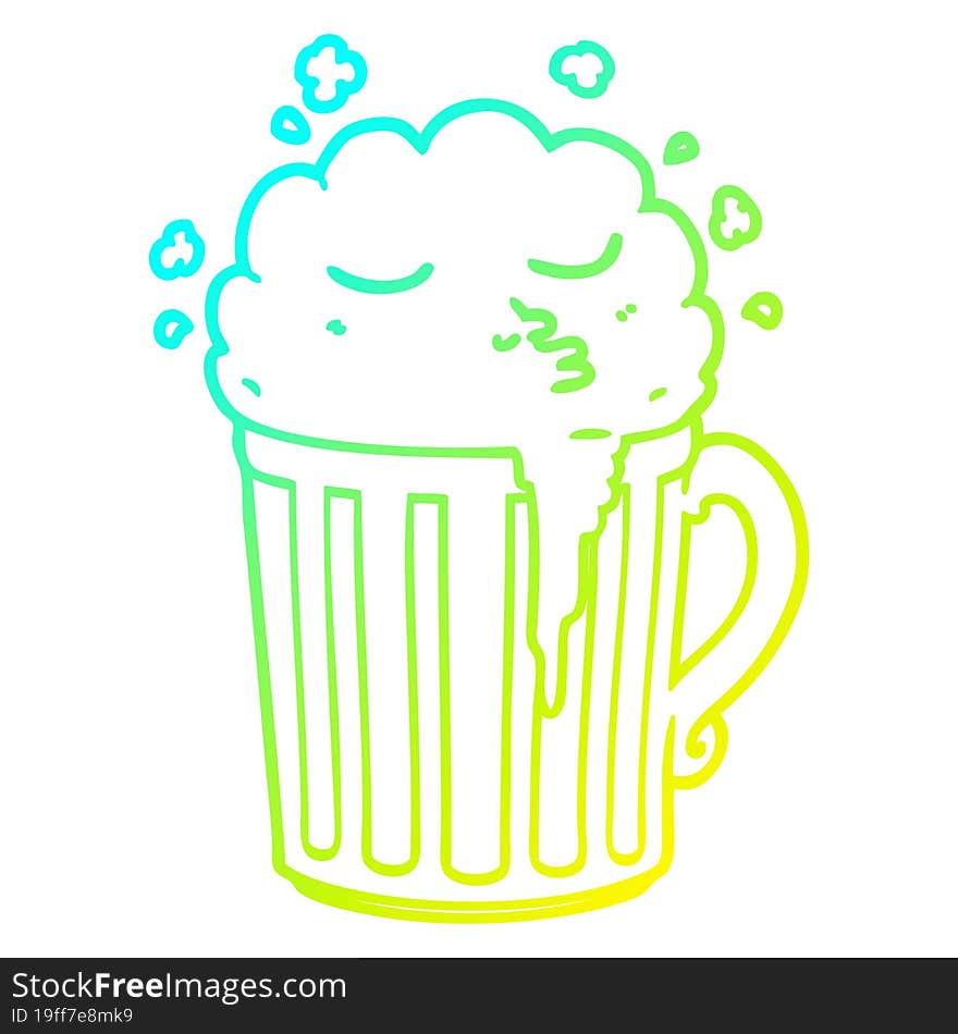 Cold Gradient Line Drawing Cartoon Mug Of Beer