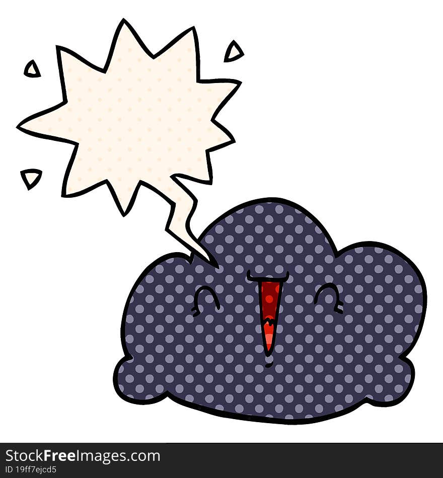 Cartoon Cloud And Speech Bubble In Comic Book Style