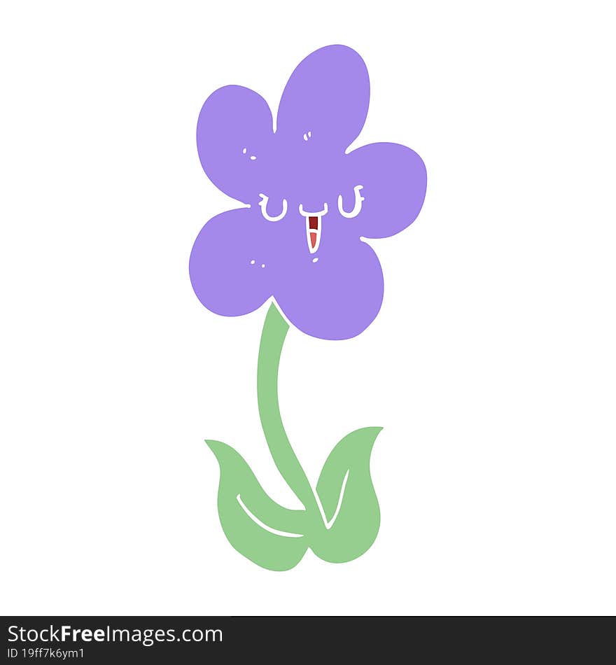 flat color style cartoon flower with happy face