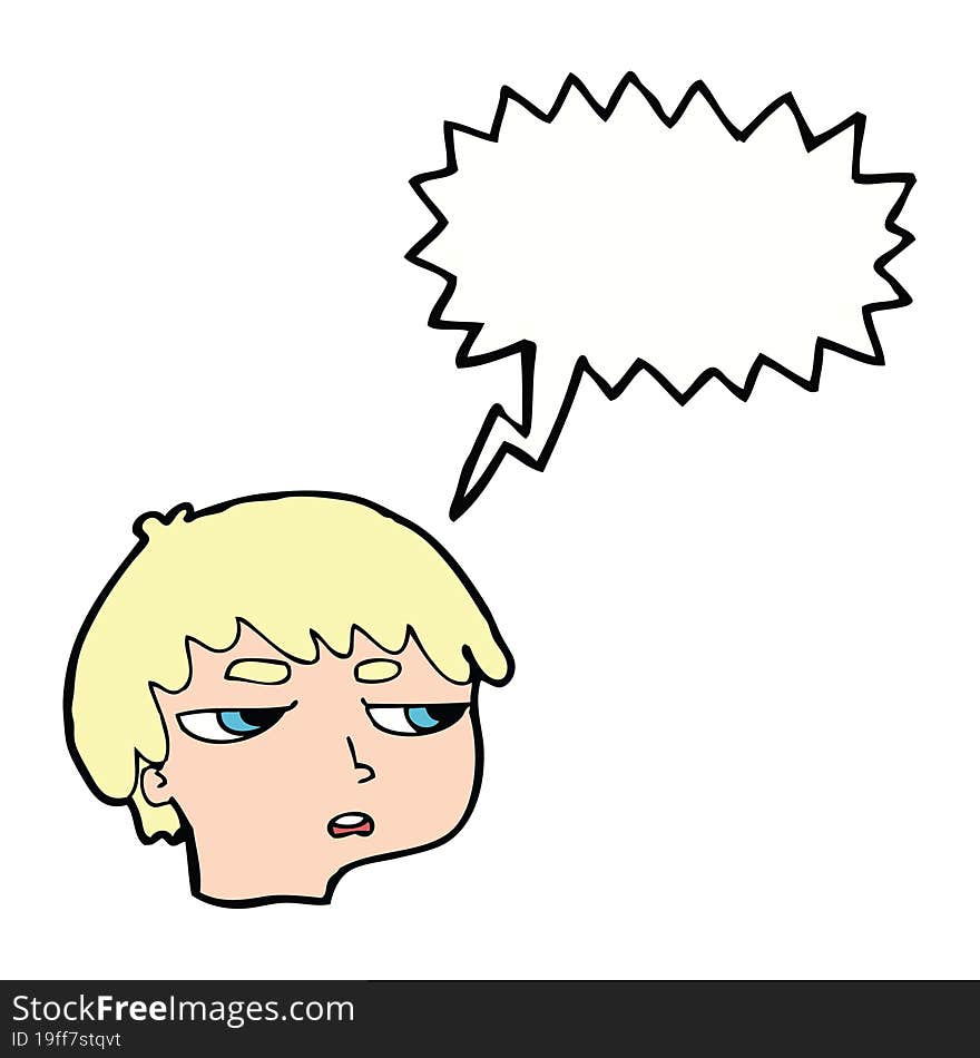 cartoon annoyed boy with speech bubble