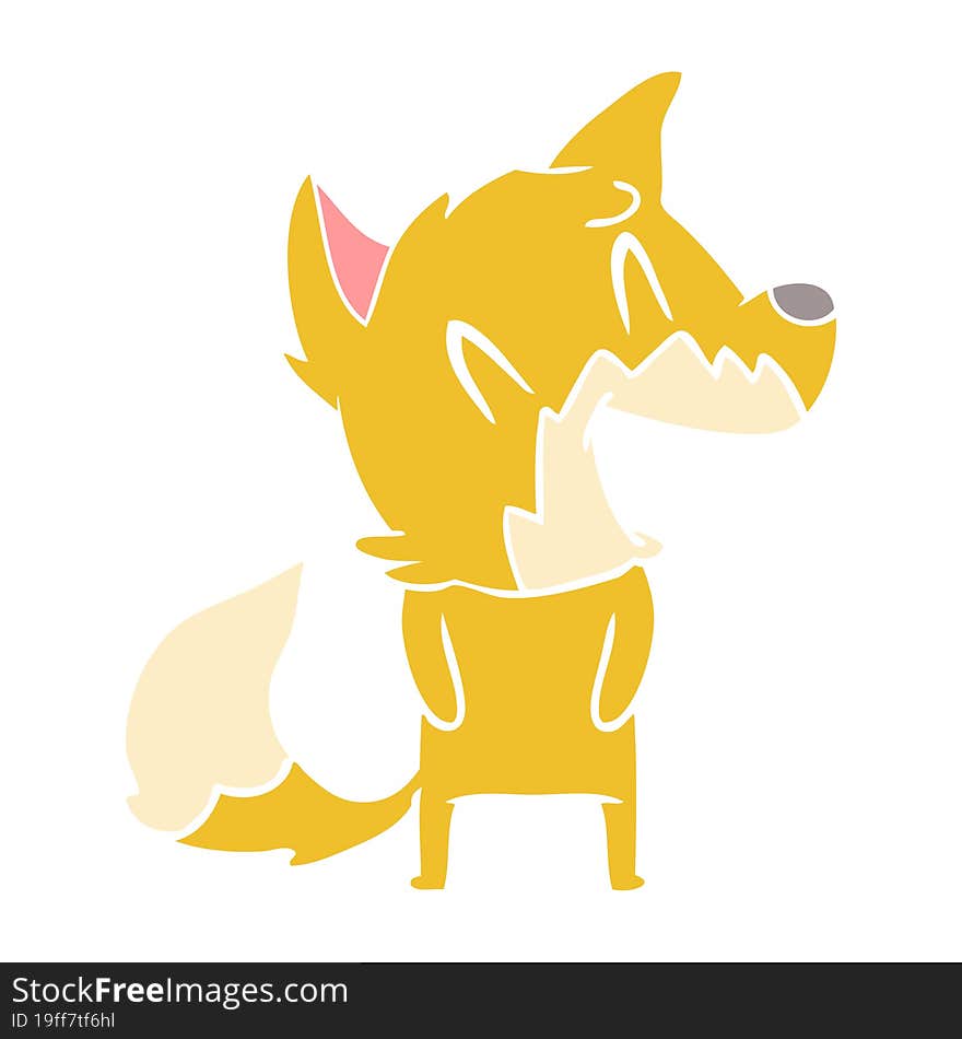 laughing fox flat color style cartoon