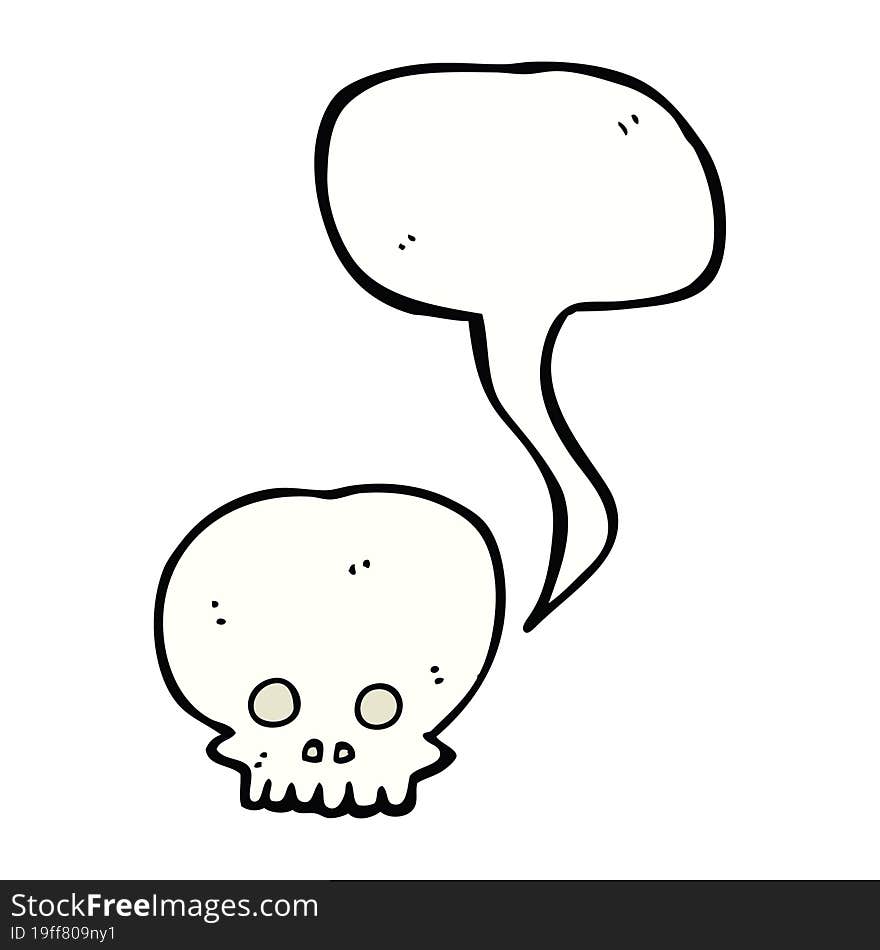 cartoon spooky skull symbol with speech bubble