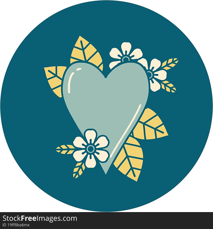 tattoo style icon of a botanical heart