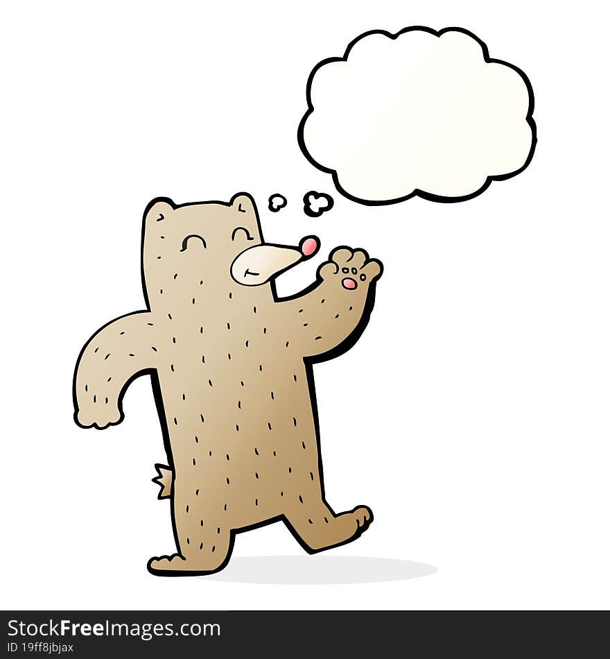 Cartoon Waving Bear With Thought Bubble