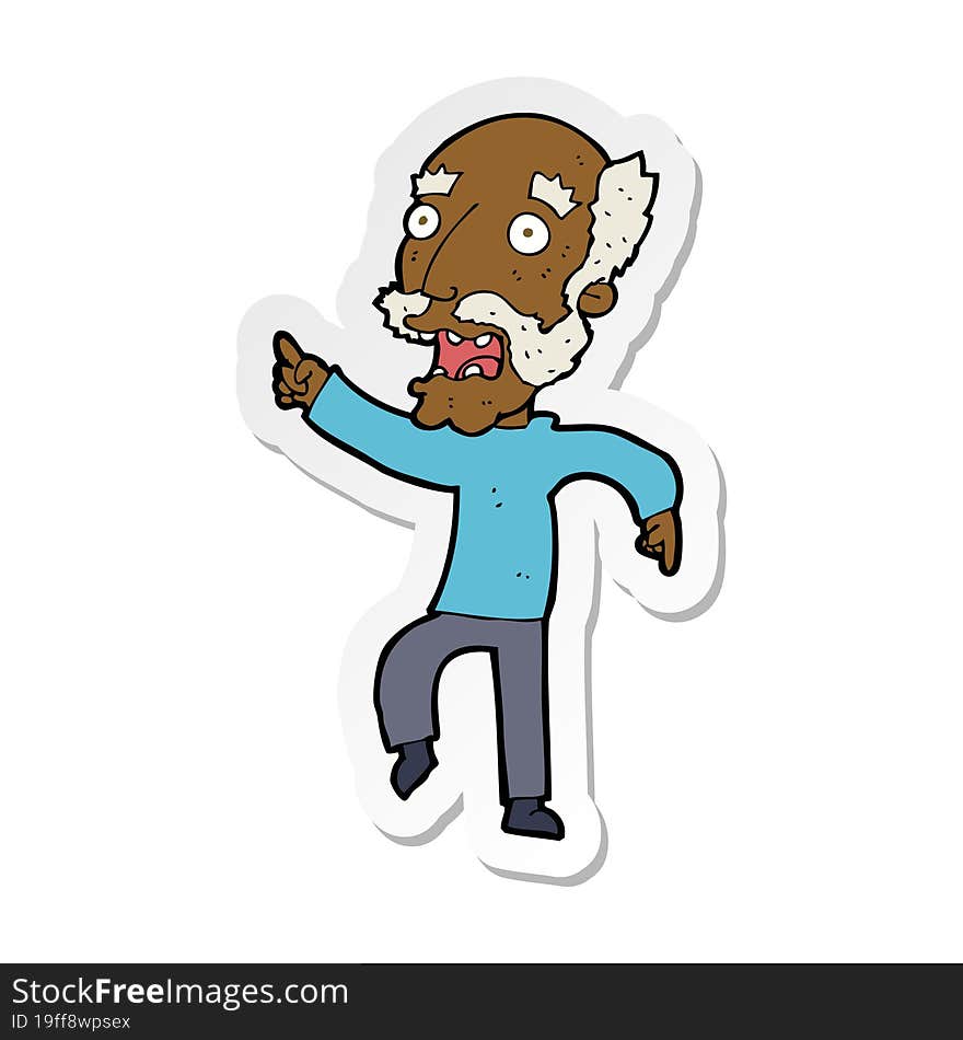 sticker of a cartoon frightened old man