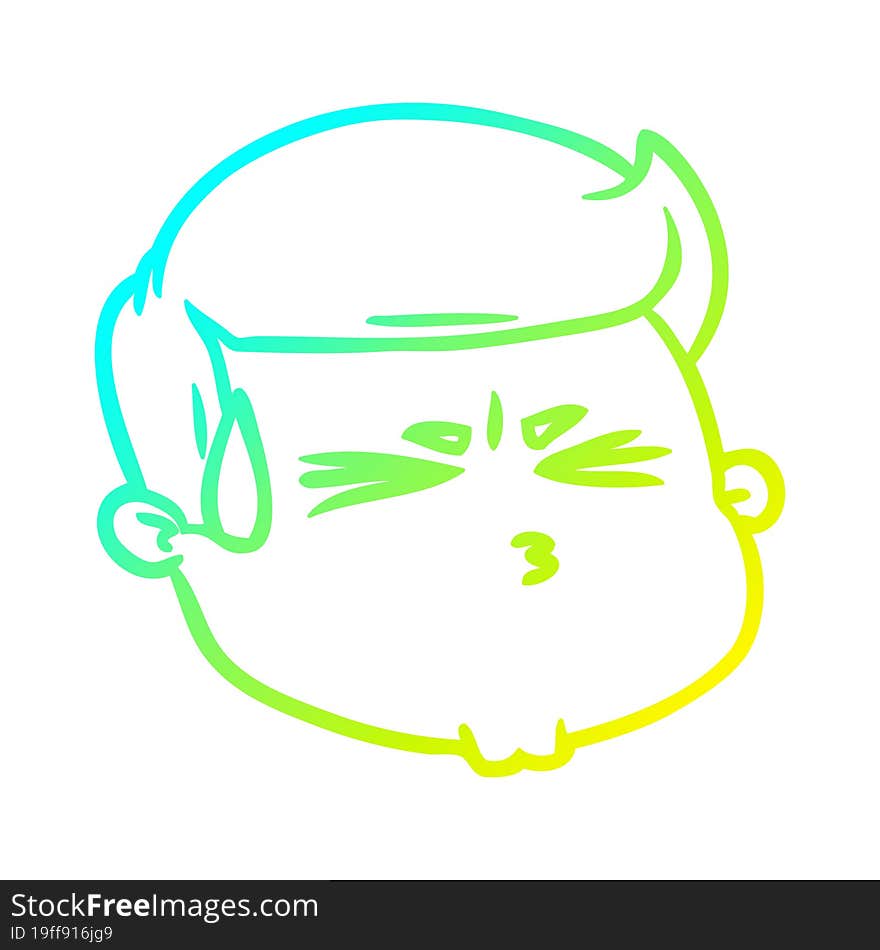 cold gradient line drawing cartoon male face