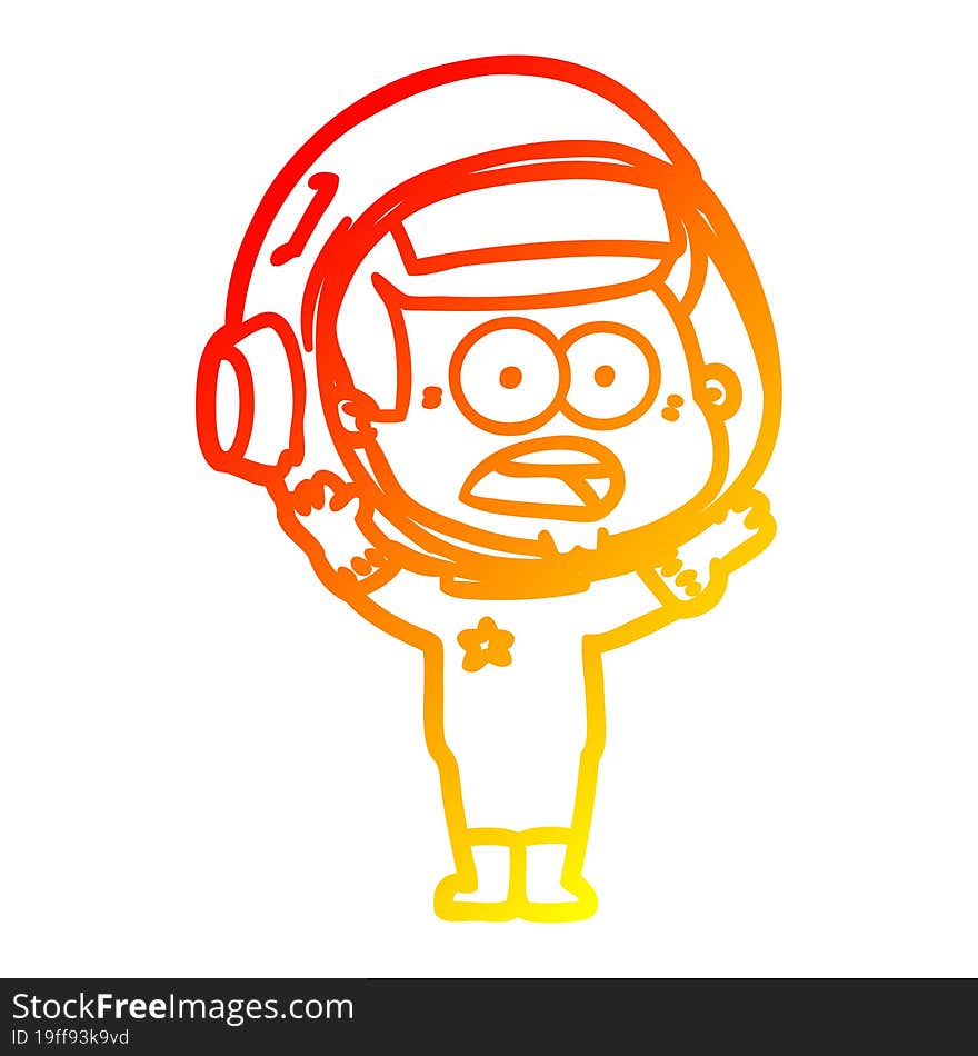 warm gradient line drawing cartoon surprised astronaut