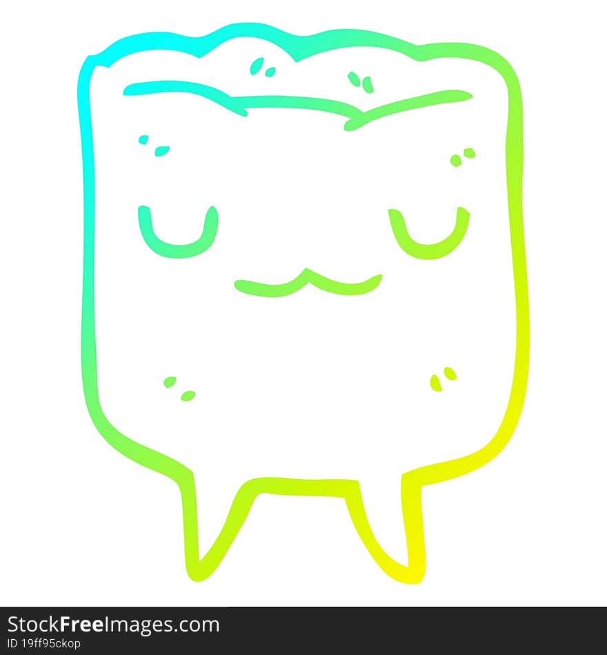 cold gradient line drawing cartoon tooth