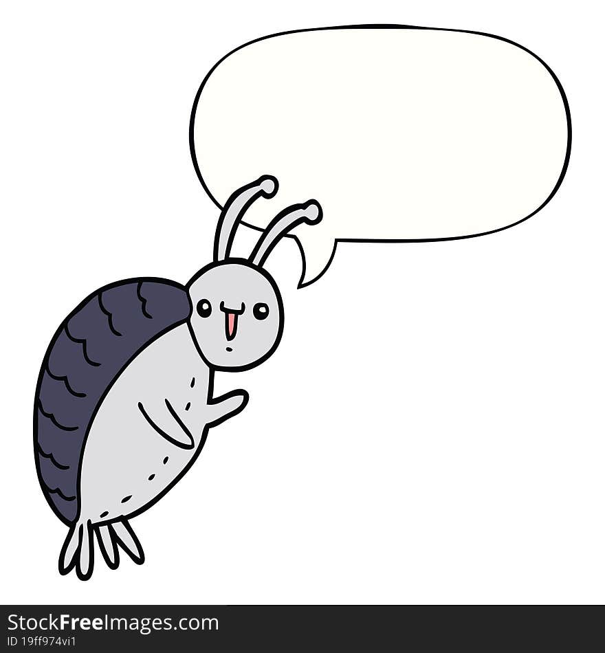 cartoon beetle and speech bubble