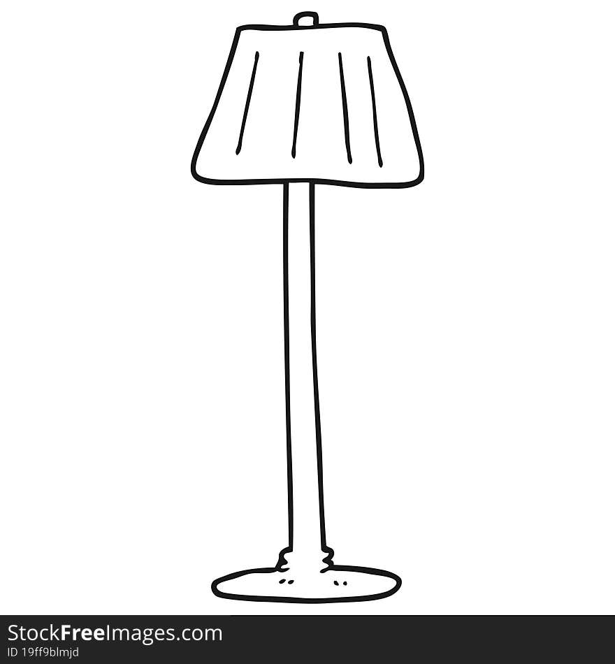 freehand drawn black and white cartoon lamp