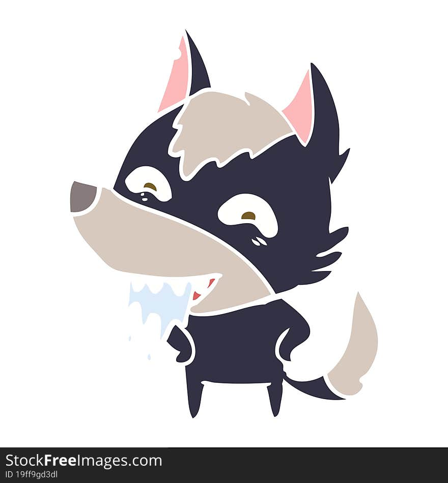 flat color style cartoon hungry wolf