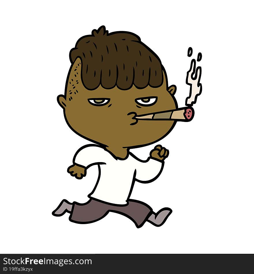 cartoon man smoking whilst running. cartoon man smoking whilst running