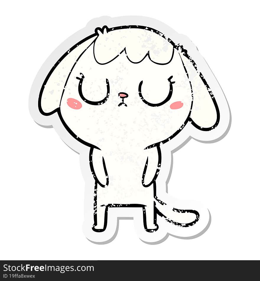 Distressed Sticker Of A Cute Cartoon Dog