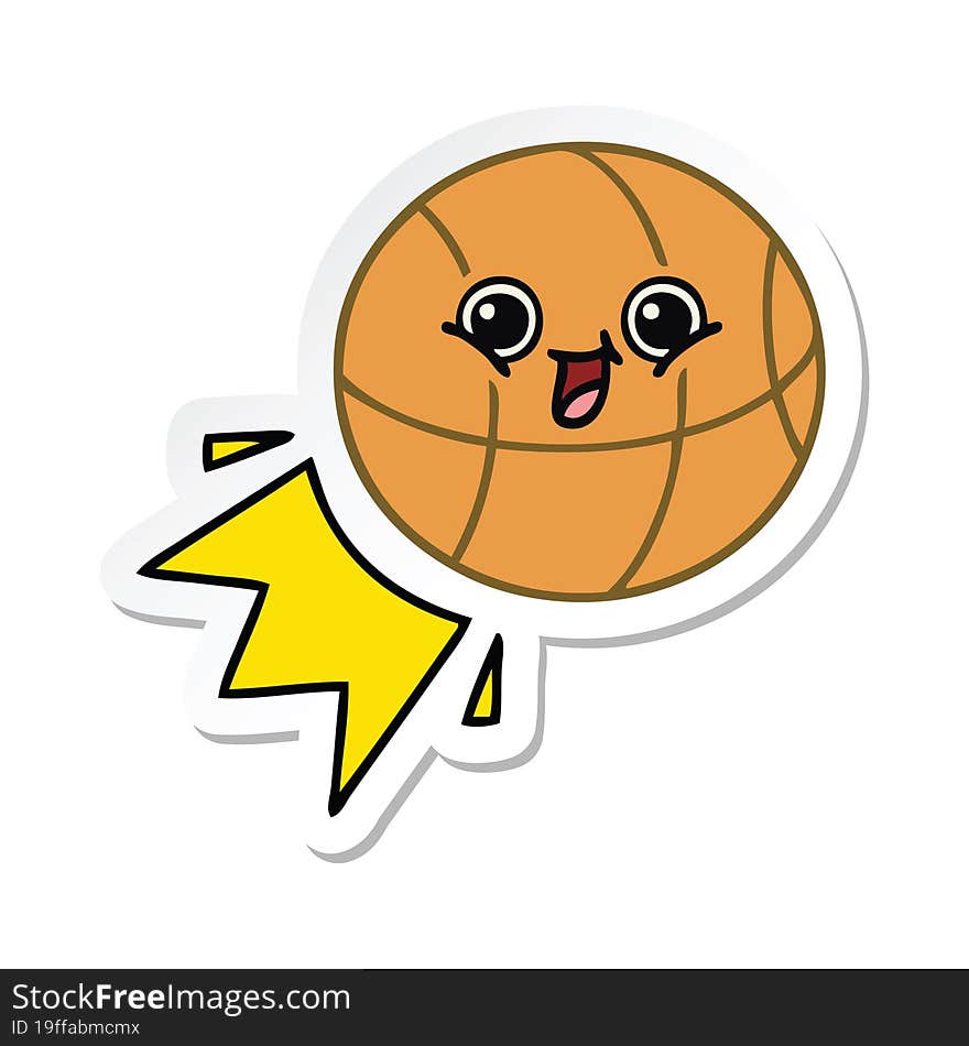 sticker of a cute cartoon basketball