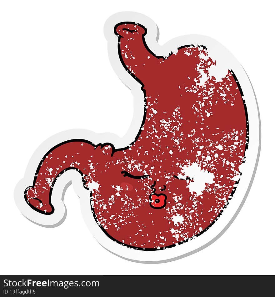 distressed sticker of a cartoon stomach