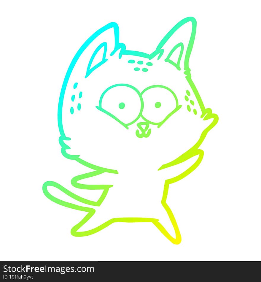 cold gradient line drawing cartoon cat