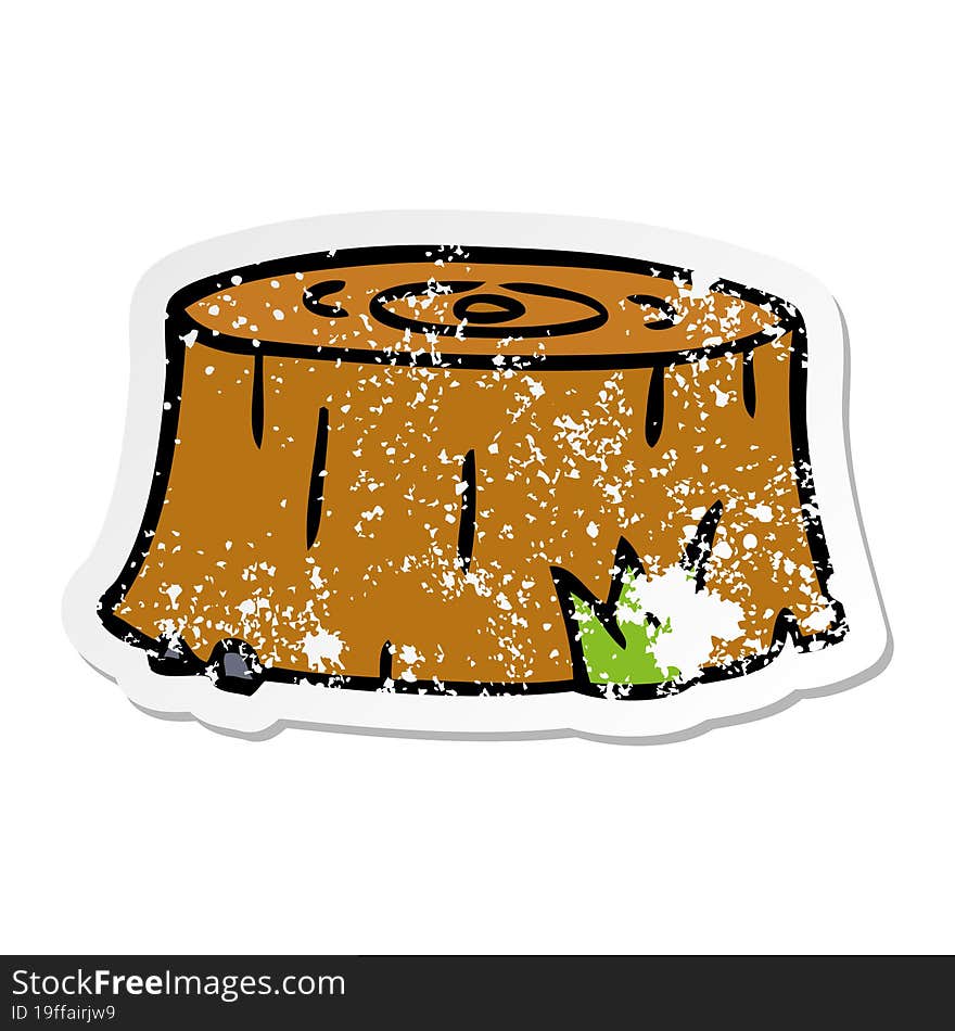 distressed sticker cartoon doodle of a tree log