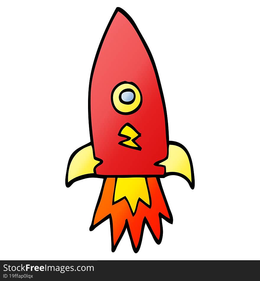 cartoon doodle space rocket