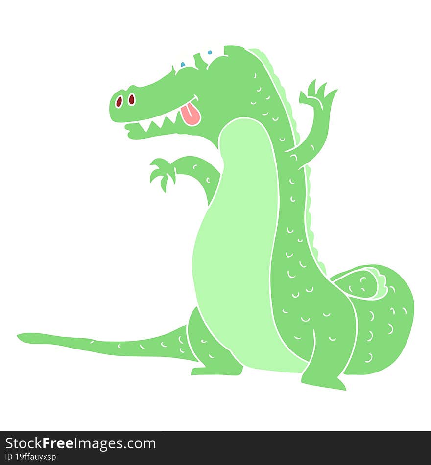 flat color illustration of a cartoon crocodile