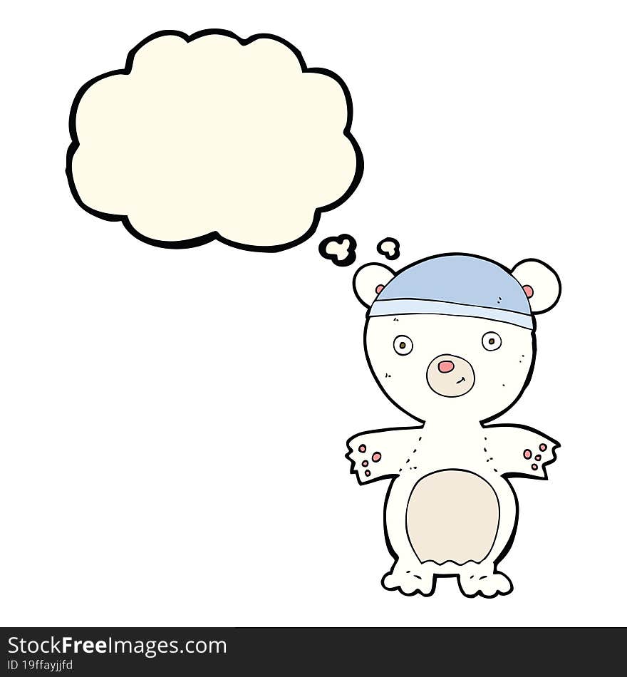 cartoon cute polar bear with thought bubble