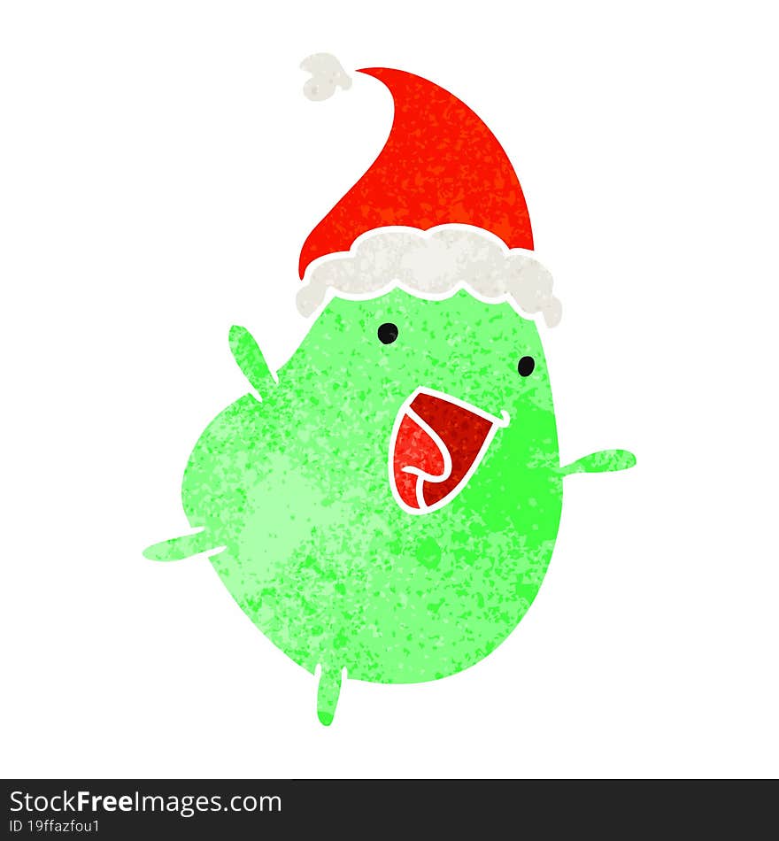 Christmas Retro Cartoon Of Kawaii Bean