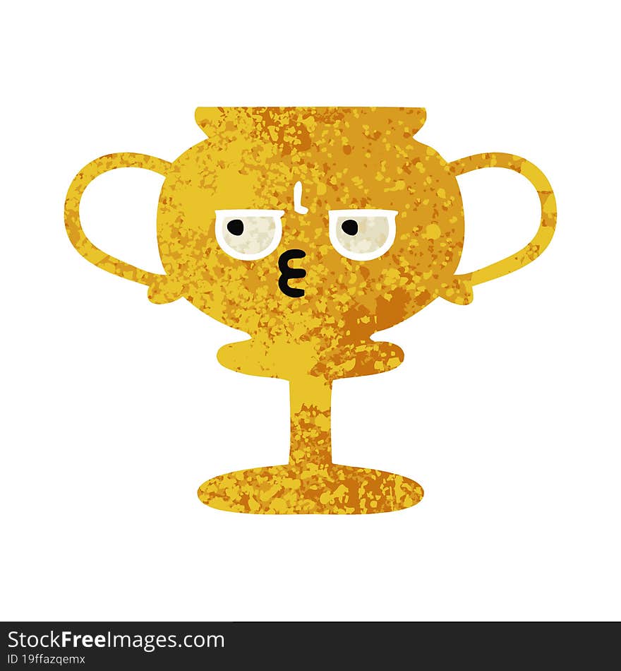 retro illustration style cartoon trophy