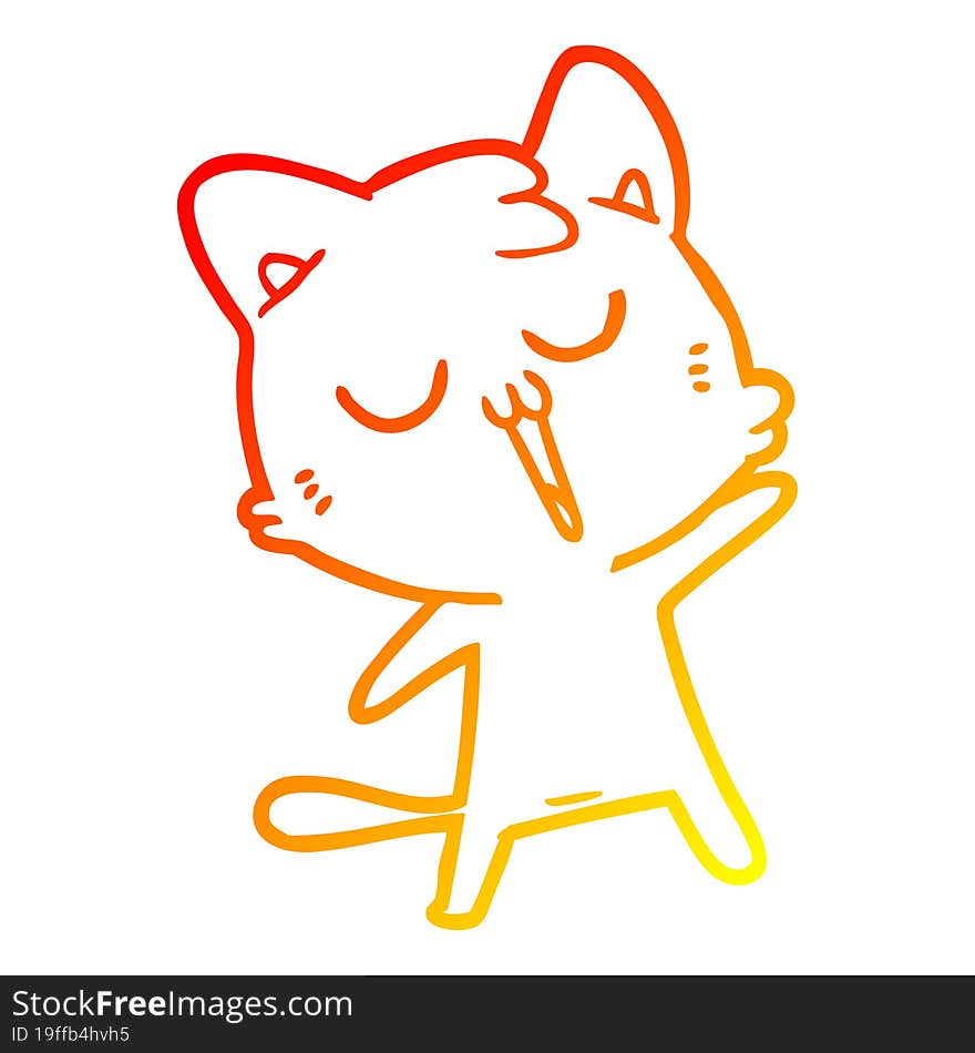 warm gradient line drawing cartoon cat singing