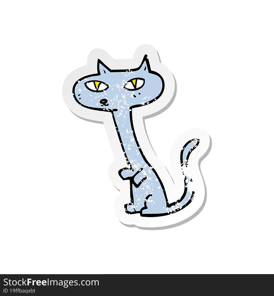 retro distressed sticker of a cartoon cat