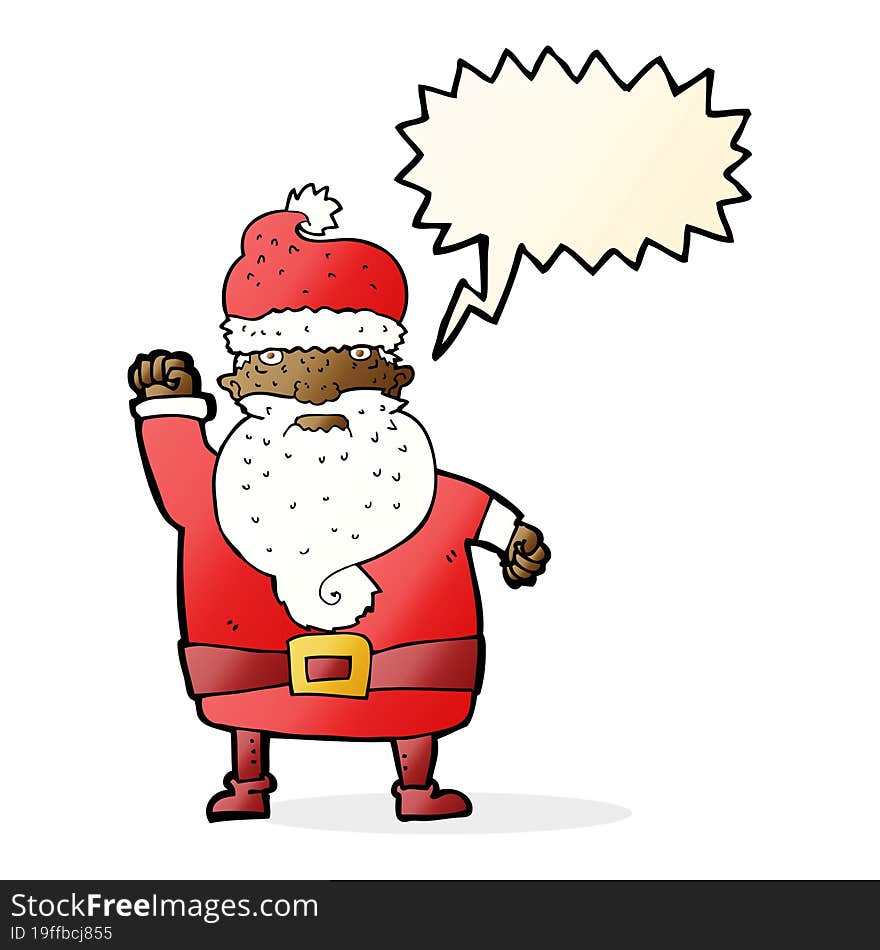 Cartoon Angry Santa Claus With Speech Bubble