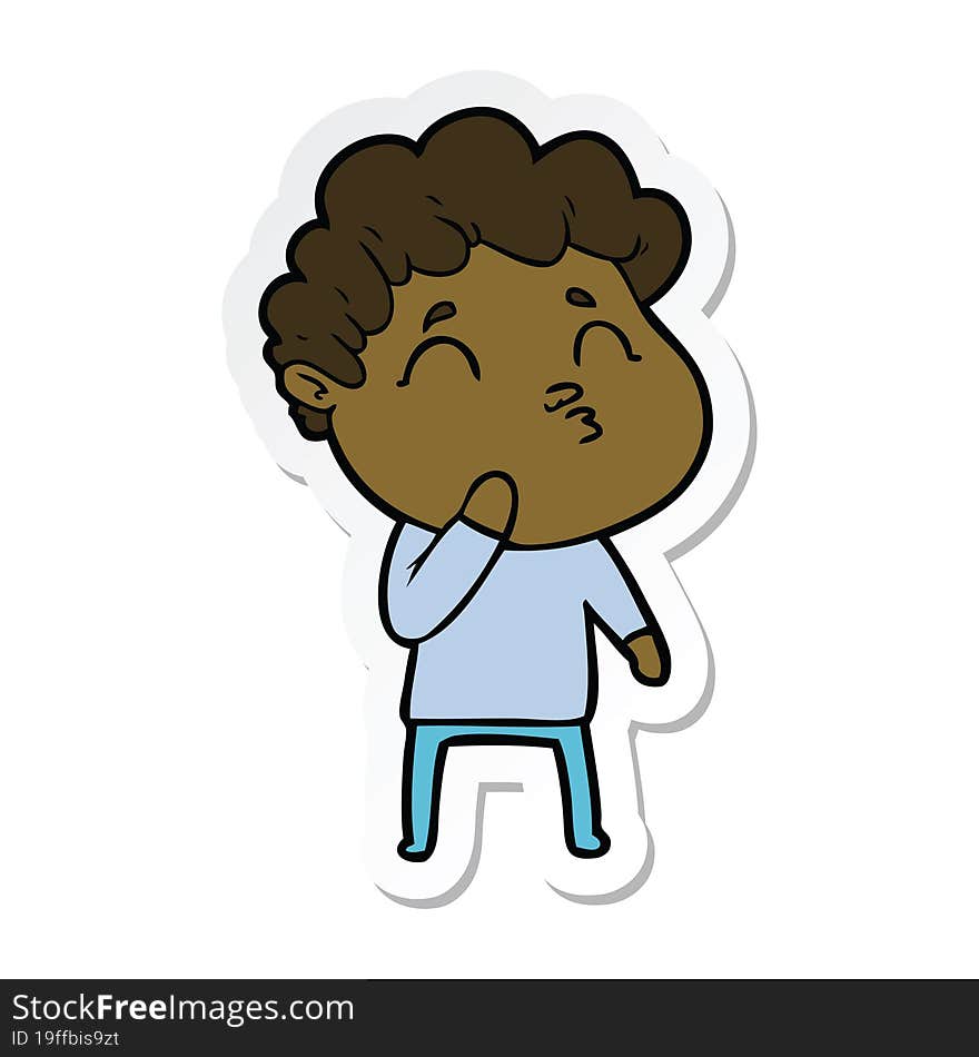 sticker of a cartoon man pouting