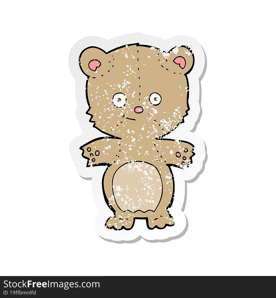 retro distressed sticker of a cartoon teddy bear