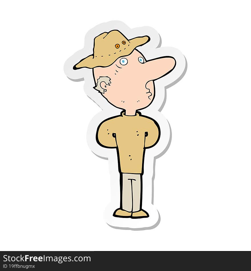 sticker of a cartoon man in hat