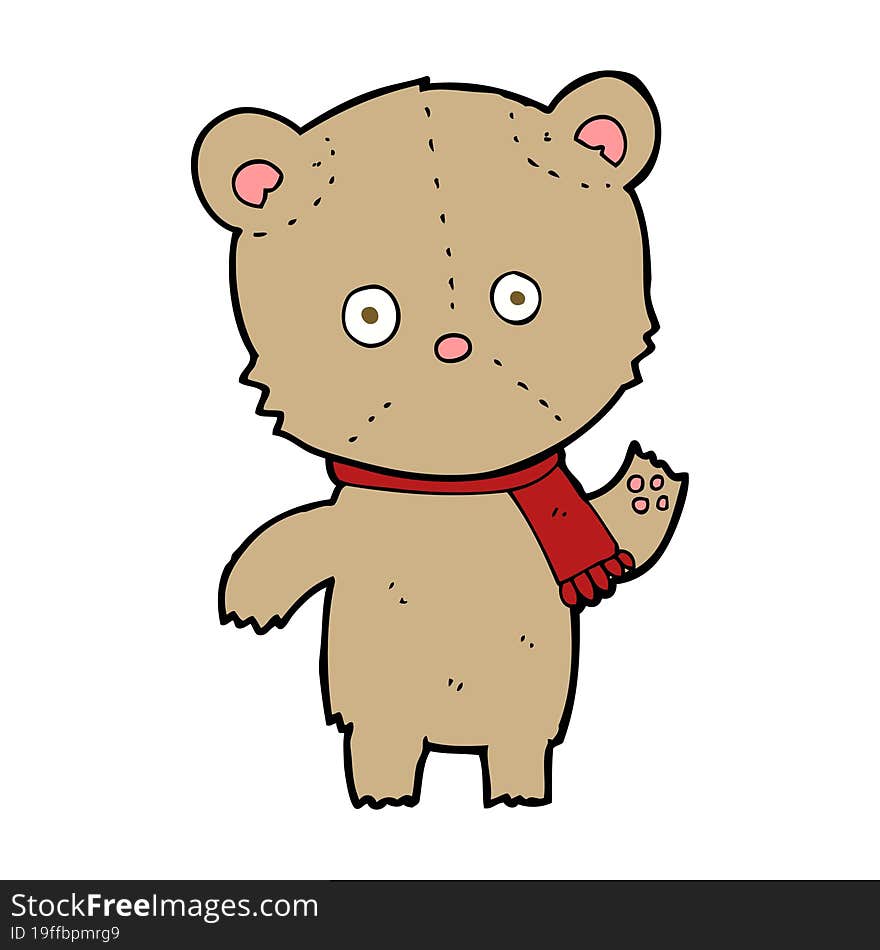 Cartoon Waving Teddy Bear