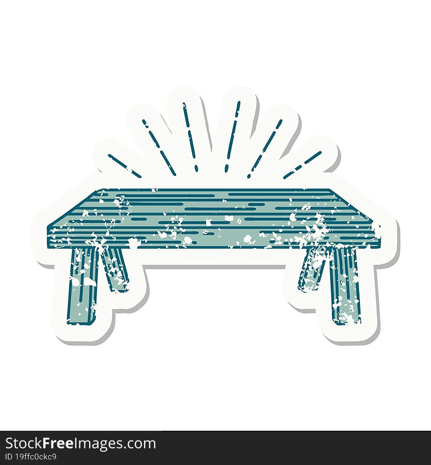 Grunge Sticker Of Tattoo Style Wood Table