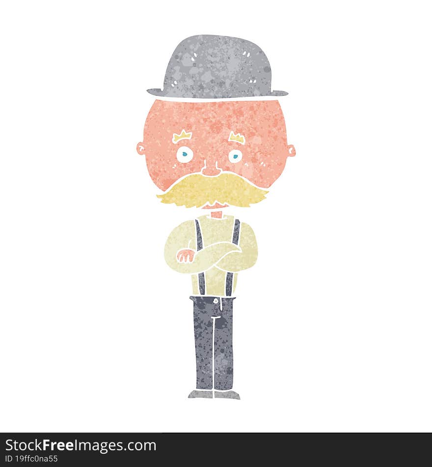 cartoon man wearing bowler hat