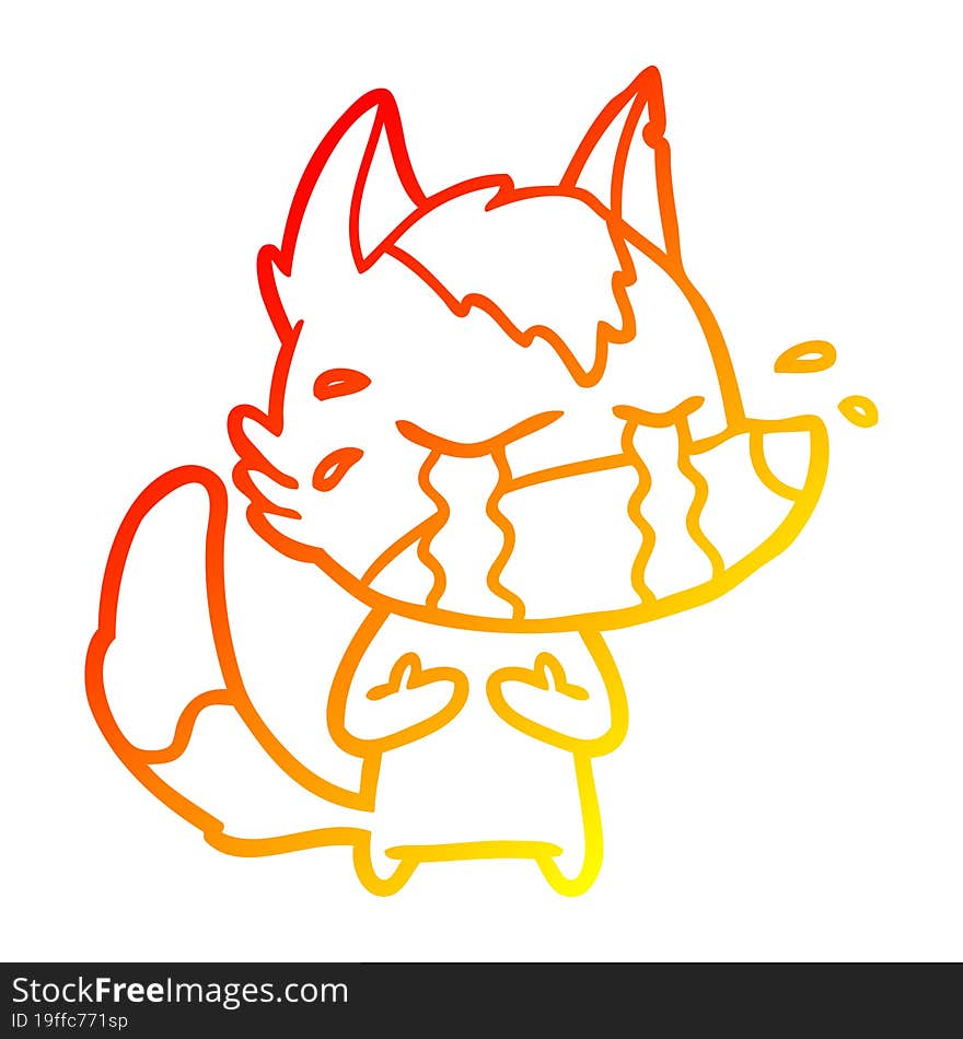 warm gradient line drawing cartoon crying wolf