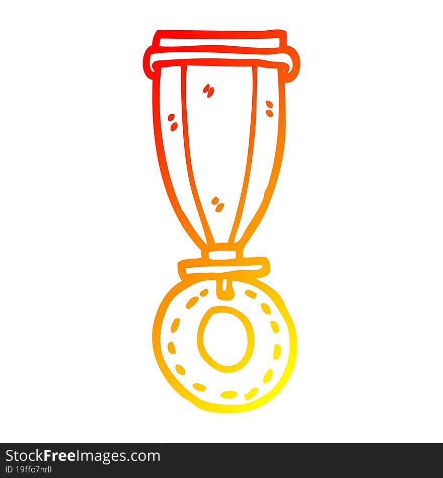 warm gradient line drawing cartoon medal