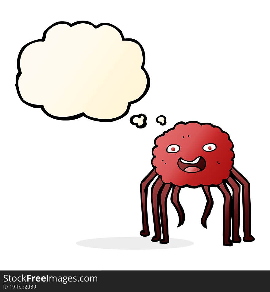 cartoon spider with thought bubble