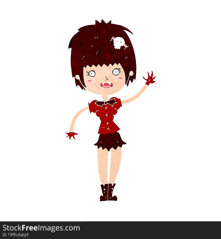 cartoon waving vampire girl