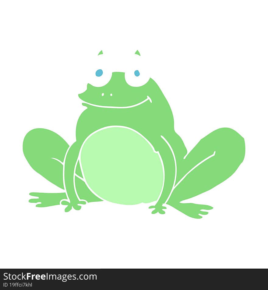 Flat Color Illustration Of A Cartoon Happy Frog