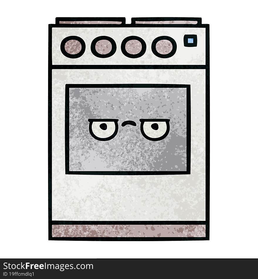 Retro Grunge Texture Cartoon Kitchen Oven