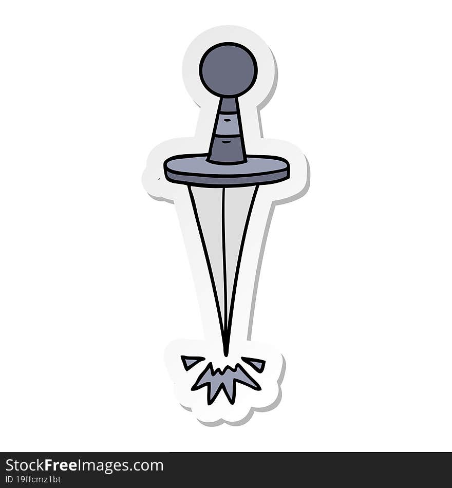 sticker cartoon doodle of a small dagger