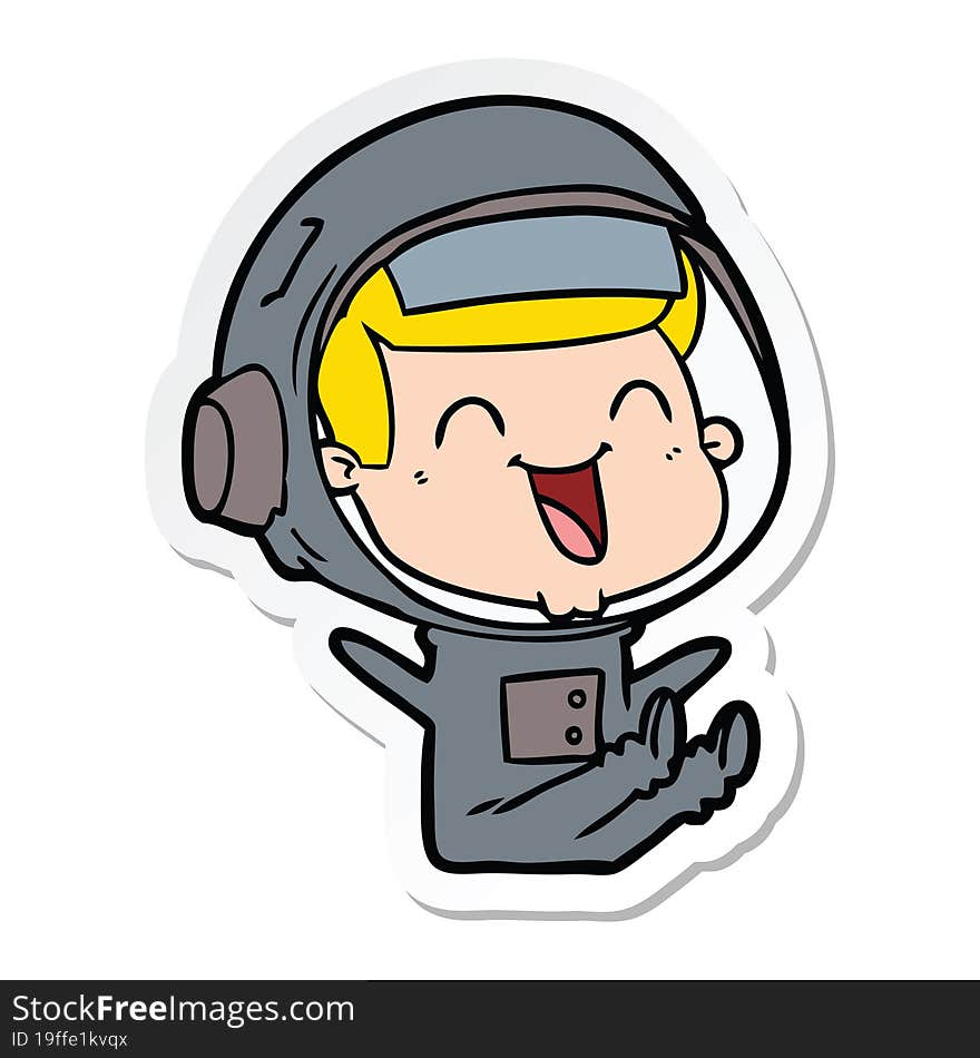 sticker of a happy cartoon astronaut