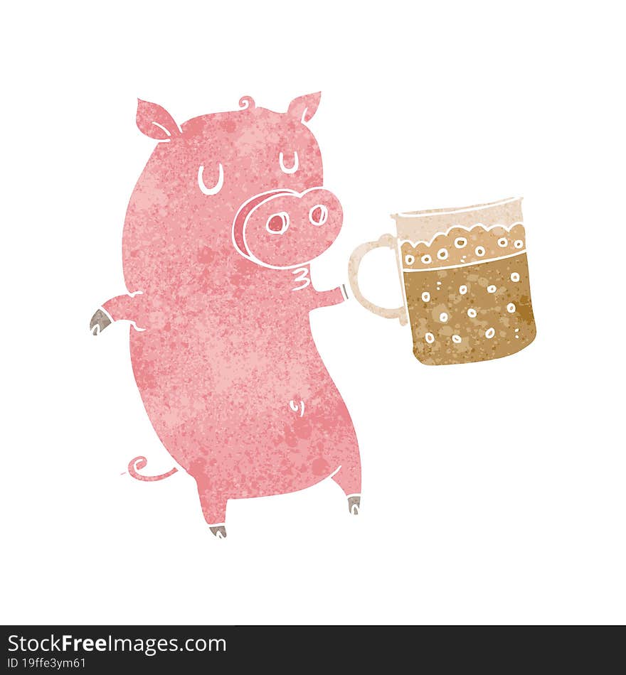 cartoon pig with beer