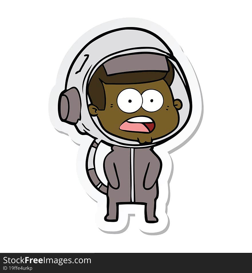 sticker of a cartoon surprised astronaut