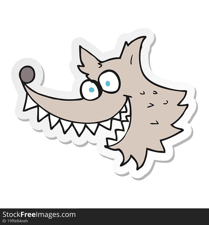 sticker of a cartoon crazy wolf