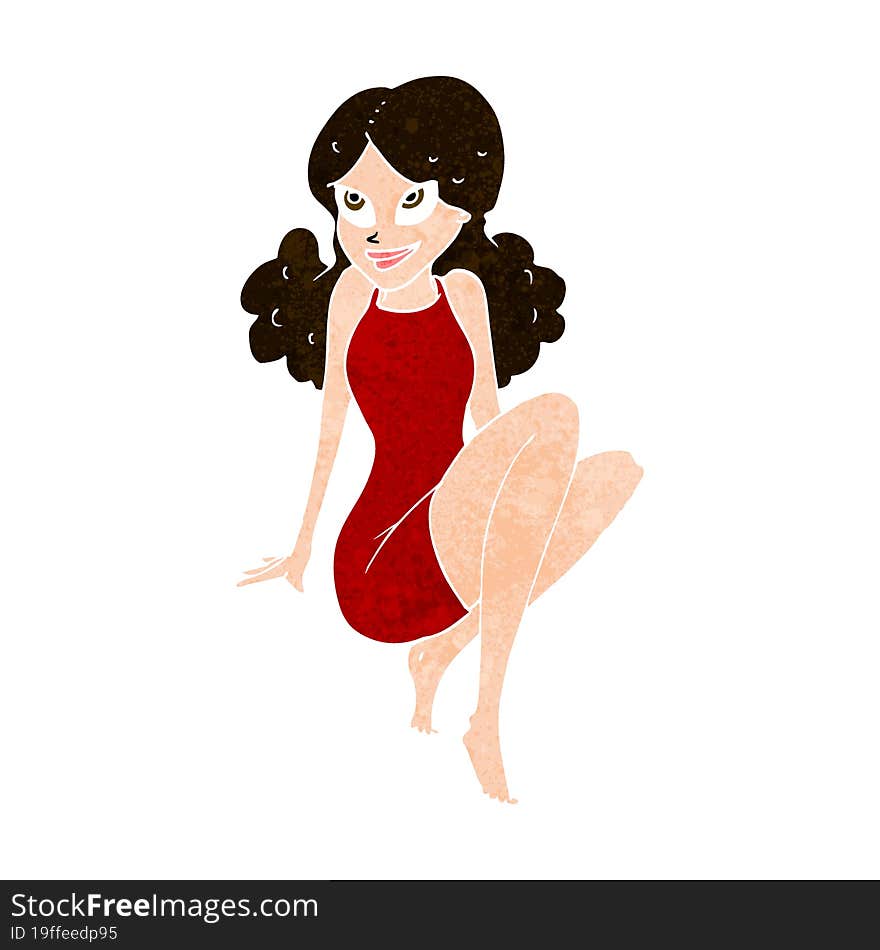 cartoon attractive woman posing