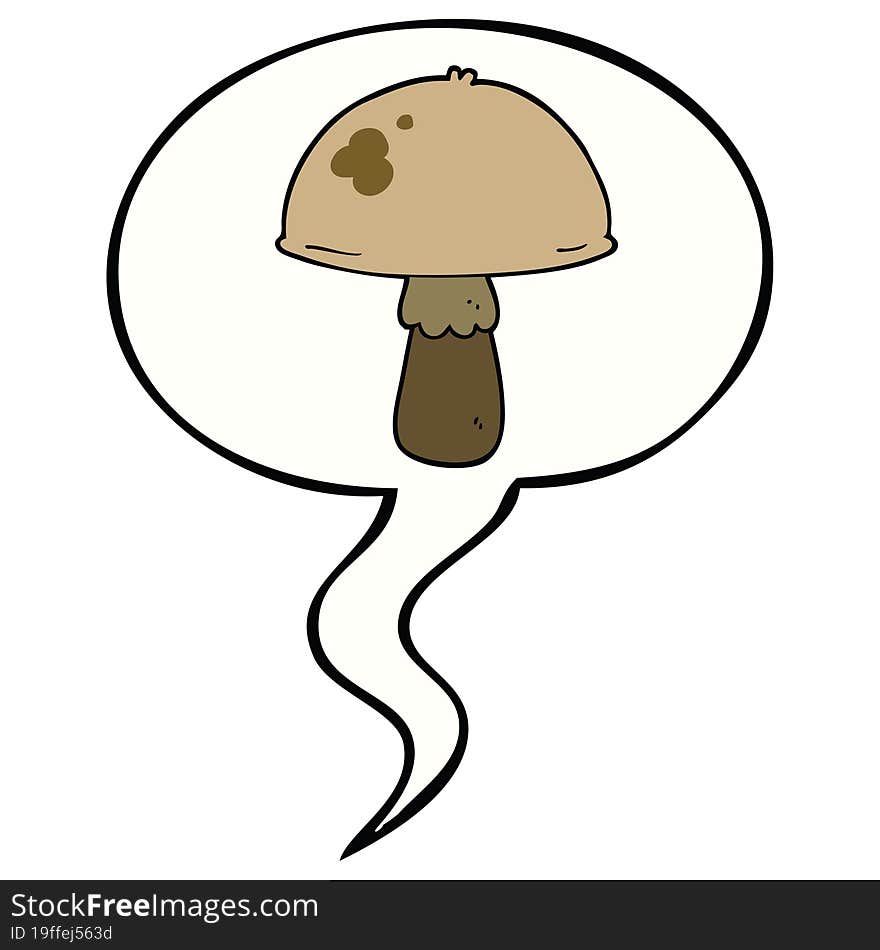 cartoon mushroom with speech bubble. cartoon mushroom with speech bubble