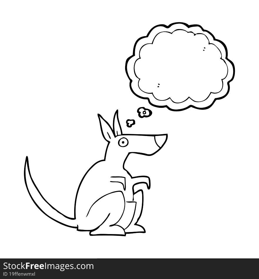 freehand drawn thought bubble cartoon kangaroo