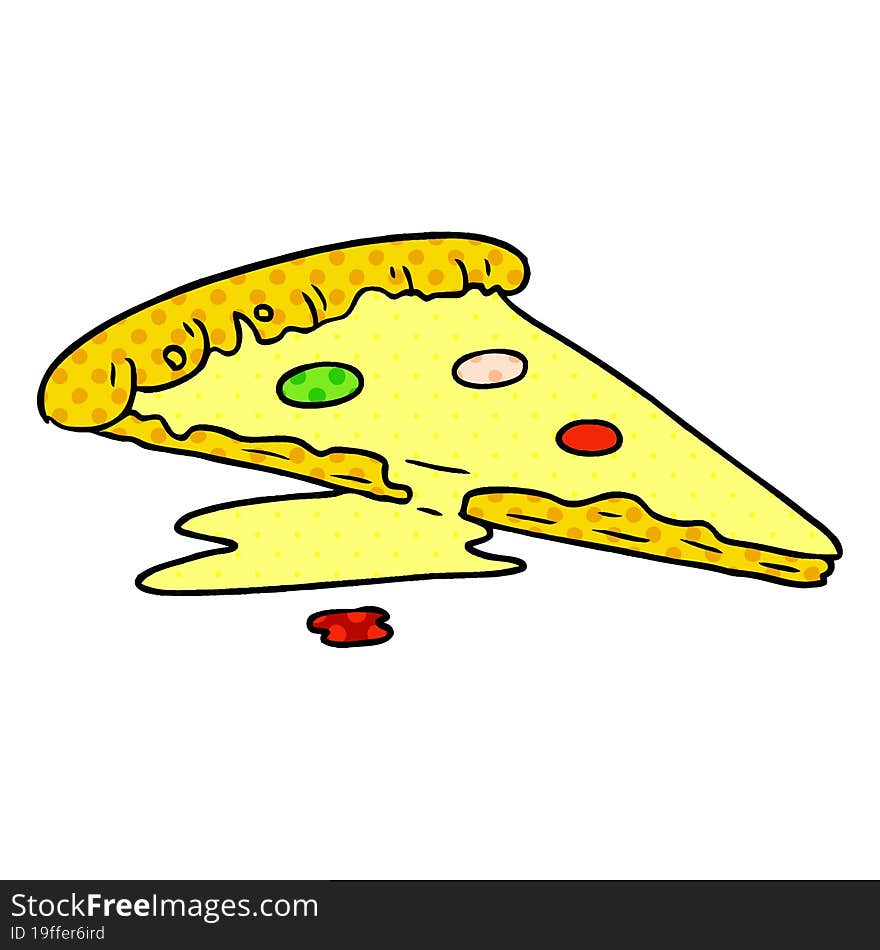 cartoon doodle of a slice of pizza